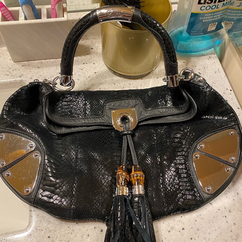 Gucci black snake print with silver hardware